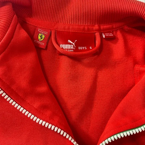Vintage puma Ferrari track Jacket Red Boys Size 6 Logo Ferrari On Front/back - Picture 8 of 12